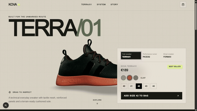 Interactive 3D footwear website demo